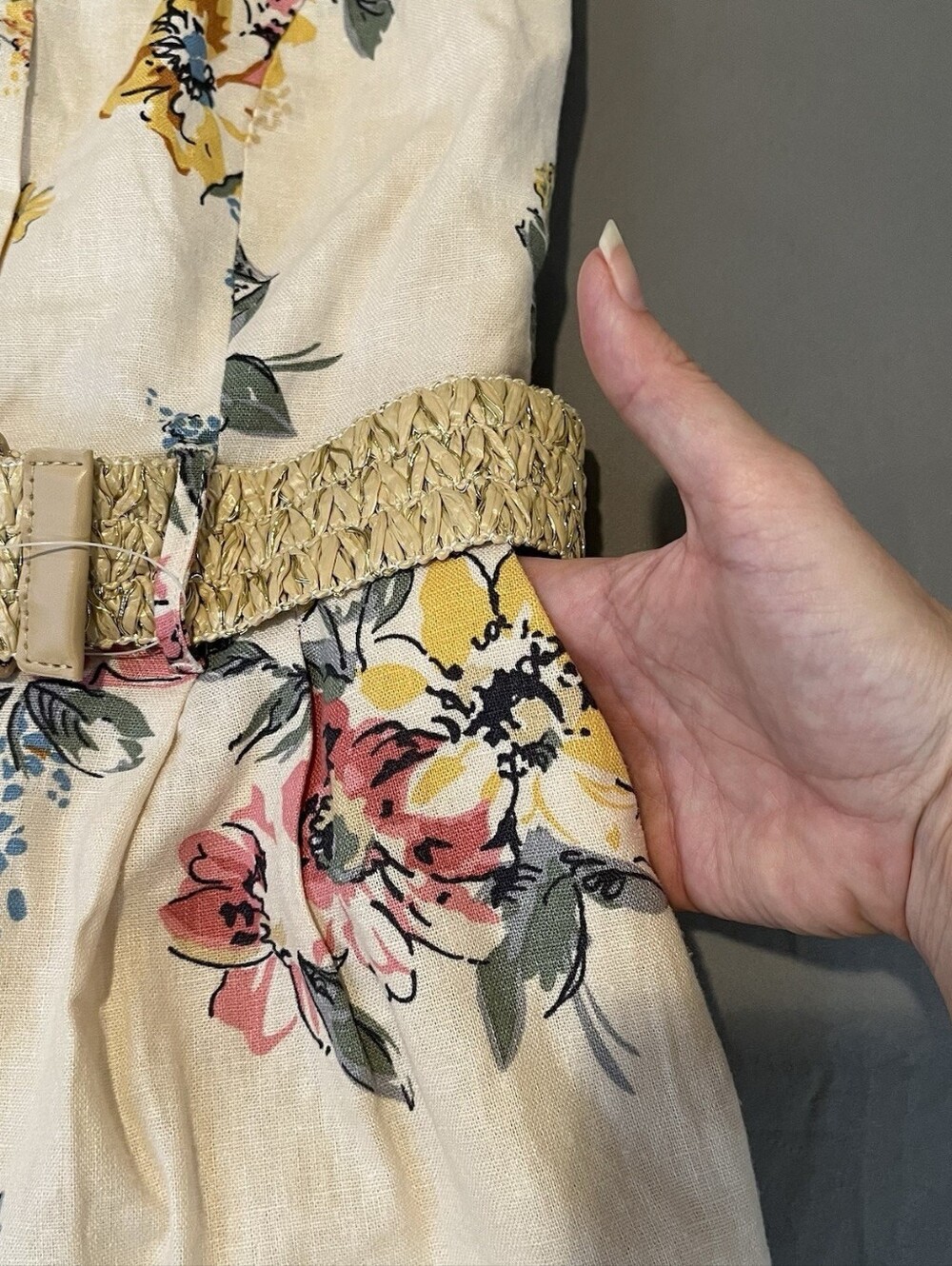 House of Harlow 1960 Ivory Floral Linen Blend Halter Romper Shorts- 12 - Picture 12 of 16